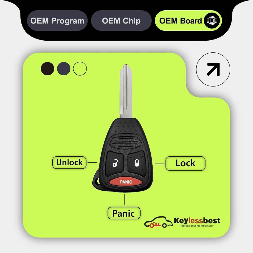 Car Key Fob Remote Keyless Entry Control KOBDT04A 315MHz 3 Button Replacement for 2004 2005 2006 2007 2008 2009 2010 2011 2012 2013 Dodge Caliber