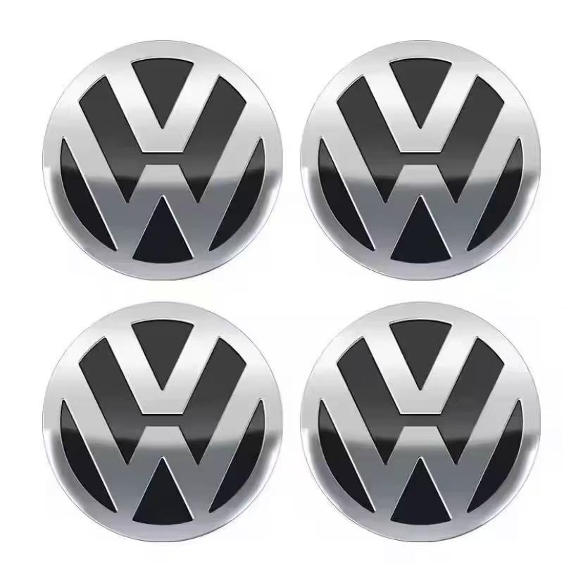 LVAXC1 4Pcs 56mm Car Wheel Center Stickers For VW GTI Polo Passat B6 B7 B8 Golf MK6 MK7 MK8 Tiguan Jetta ID.3 Beetle T-ROC CC Hub Cap