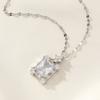New Silver Color Stainless Steel Necklaces for Women Fashion Luxury Zircon Square Pendant Necklace Jewelry Clavicle Chain