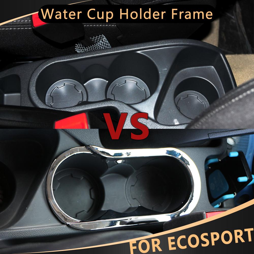 ABS Chrom Auto Wasserbecherhalter Rahmen Dekoration Aufkleber Trim Pailletten für Ford Ecosport 2013–2017 LHD Innenraum