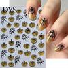 Halloween Nail Accessories Pumpkin Art Stickers, Spider Web Plants Leaves Manicure Decals Decor Decals, Self-Adhesive Stickers for Women and Girls