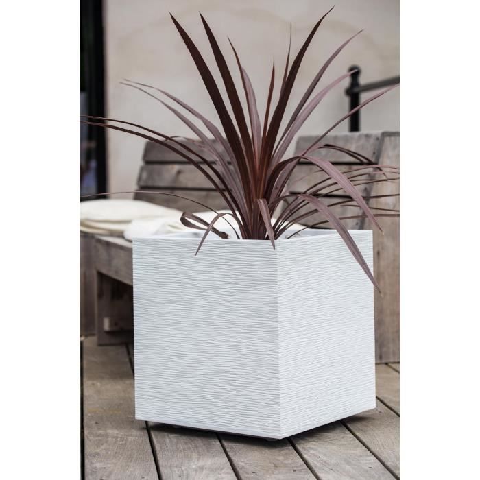 Square Flower Pot 50 Cm - EDA - Graphite - 57 L - 49.5 X 49.5 X H. 49.5 Cm - Limed White