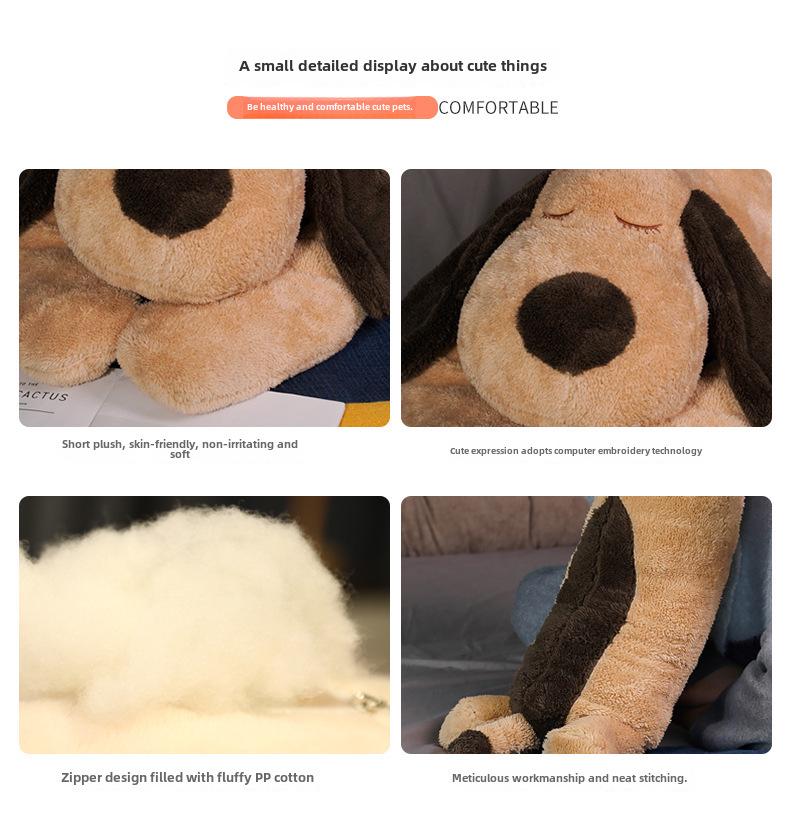 Adorable Papa Dog Long Plush Sleeping Pillow Toy for Bed and Gift