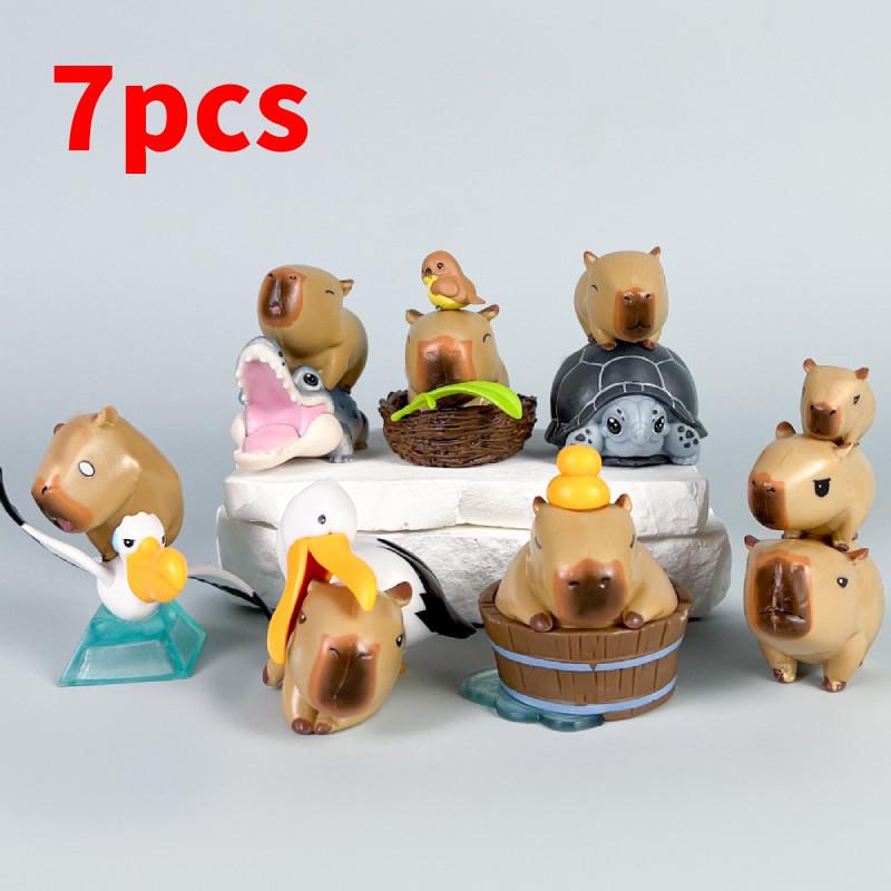 Capybara Crocodile With Turtle Pvc Action Figures Model Toy Doll Decoration Gift