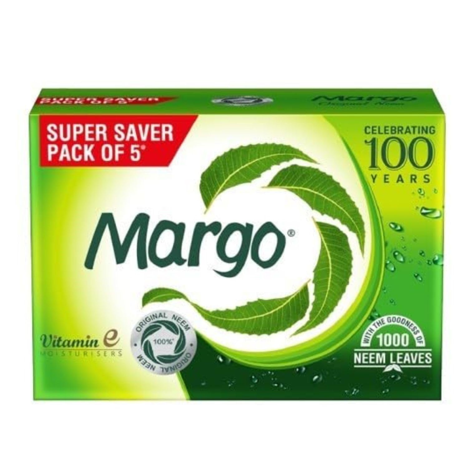 

Margo Original Neem Soap 125gm X 5 | Natural Bathing Bar With Vitamin E For Clear Moisturised Skin | Deep Cleansing Neem Soap For Daily Use