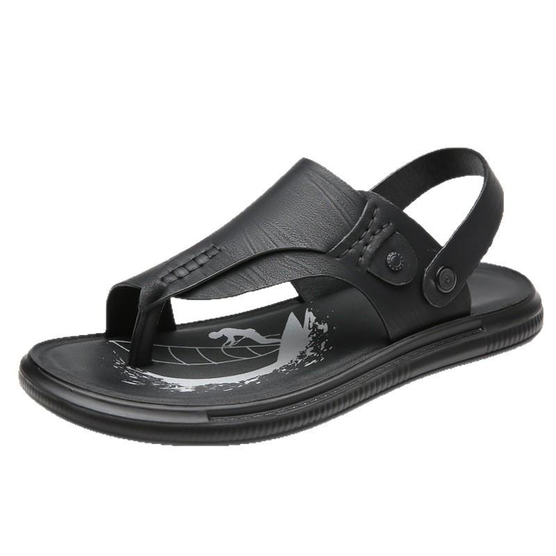 Sandals men's slippers genuine leather summer casual fashion trend men's beach shoes non-slip clip sandals