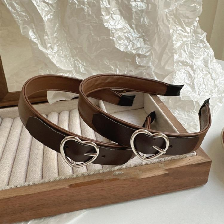 Christmas Headband with Heart Shaped Buckle Hairband Leather Hairband for Girls