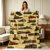 All Season Vintage Train Pattern Flannel Blanket Soft Warm Cozy Throw Blanket for Sofa Couch Bed Office Living Room Home Decorative