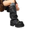 Scarpe da Donna Slip-on Stivali da Donna Moda Fibbia da Cintura Stivali Moderni Donna Inverno Punta Rotonda Platform Stivali Alti al Ginocchio