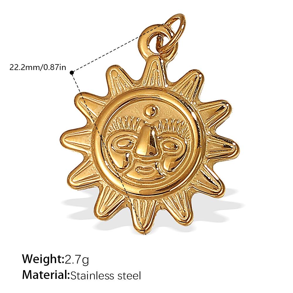 Sun Moon Stainless Steel Gold Plated Pendant Jewelry Versatile Pendant Necklace Women