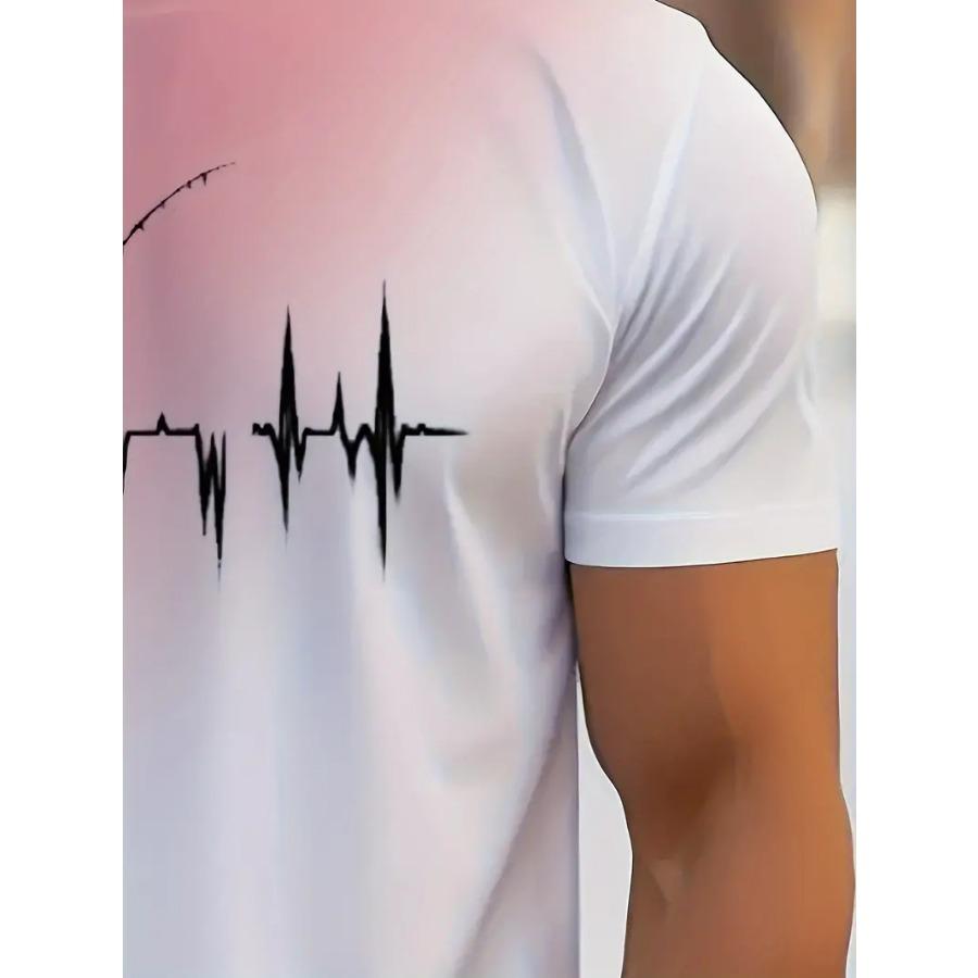 Gradient Master 3D Print Short Sleeve T-Shirt - Ultra-Breathable, Moisture-Wicking, Quick-Drying Athletic Top for Spring and Summer Outdoor Activities