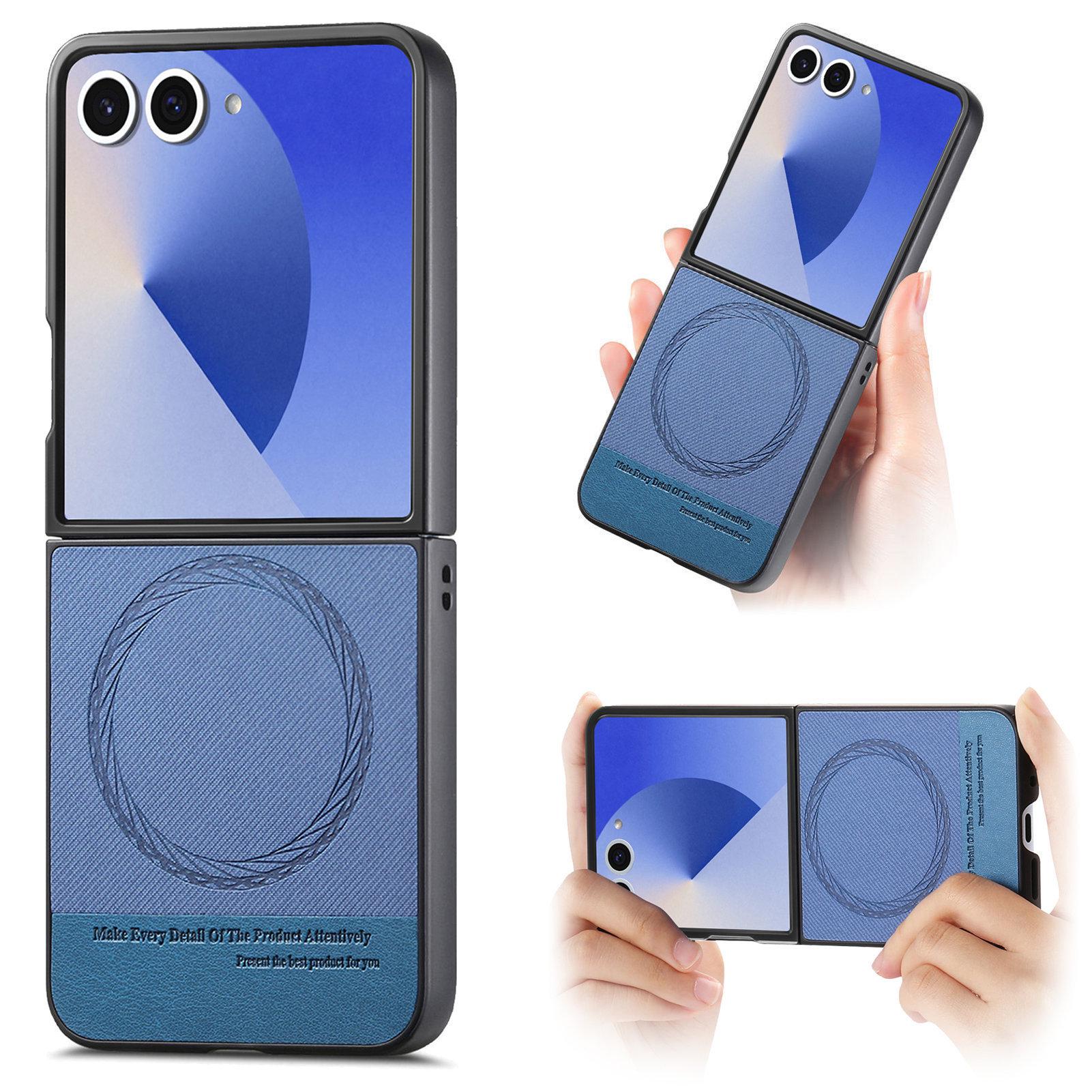 

Samsung Z Flip 7 Leather Protective Case - Foldable, Drop-Proof Cover for Flip 5 Samsung Z Flip 7 Fe / 6 / 5 синий