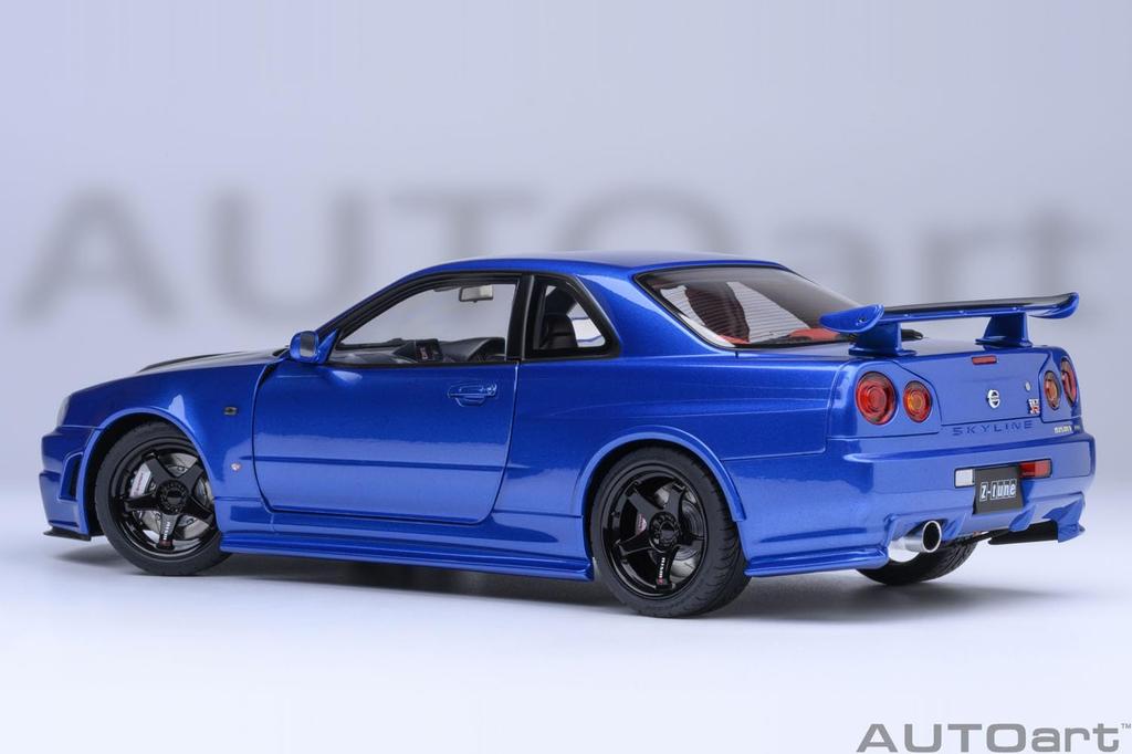 AUTOart Scale Nismo R34 Bayside Black Bonnet Finished Product 1/18 GT-R Z-tune Blue/Carbon