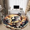 1pc Steampunk Cats Office Round Rug, Non-slip, Soft and Durable Office Rug for Interior Decoration, Perfect for Office, Beautiful Decoration Yy2603230
