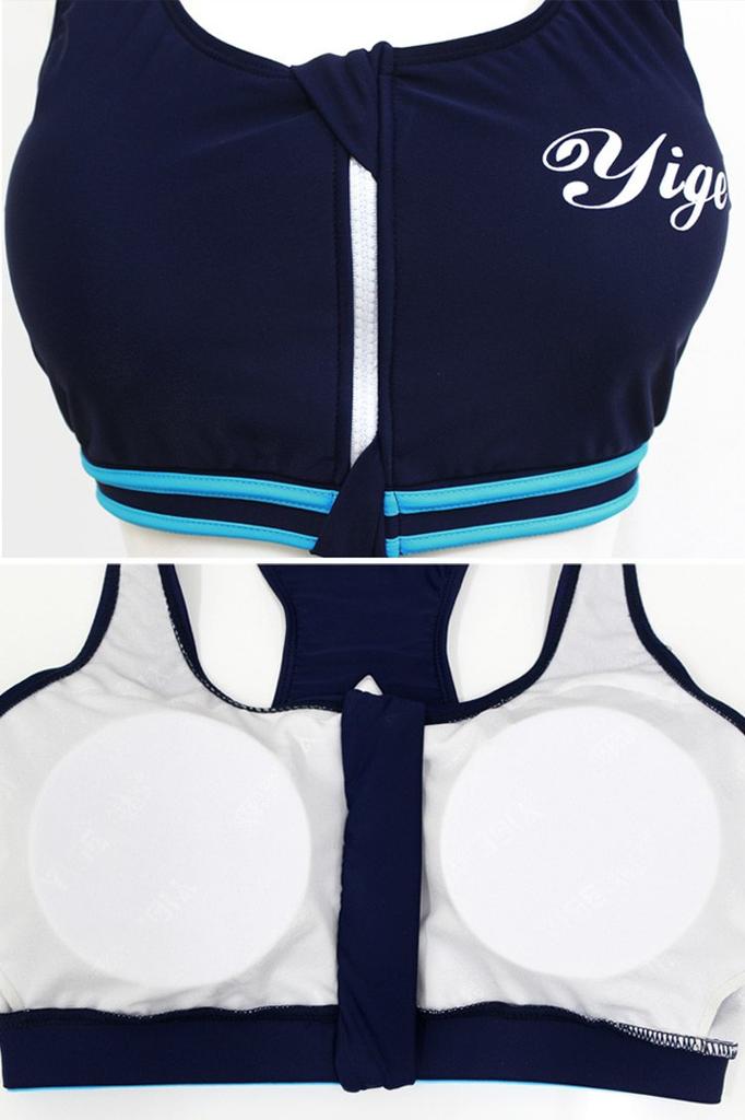 Teddy Women's Fitness Swimsuit, 3-Piece Set with Tankini and Separates, Short Sleeve Rash Guard and Shorts, Sport Style hys1207-A (Blue, Size L (9))