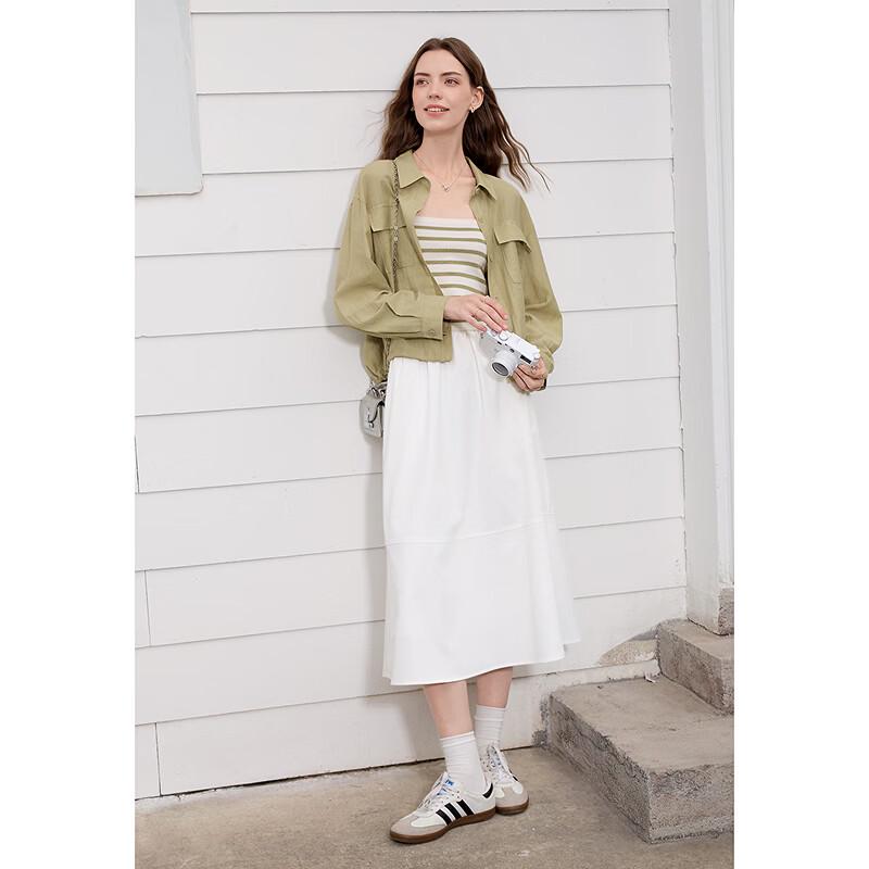 BETU Women's White Pleated A-Line Skirt
