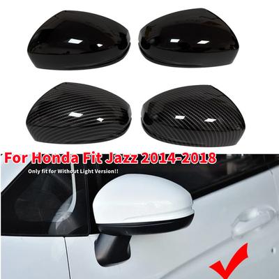 2PCS For Honda Fit Jazz 2014- ABS Car Rearview Side Mirror Cover Wing Cap Exterior Door Housing Shell Trim Adhesive Parts