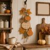 Herbst Kamin Deko Rustikaler Kürbis Hängender Girlande, Holzornament mit Optionaler Warmer Landhausstil Wandkunst LED Lichter, Haustür Hänger für