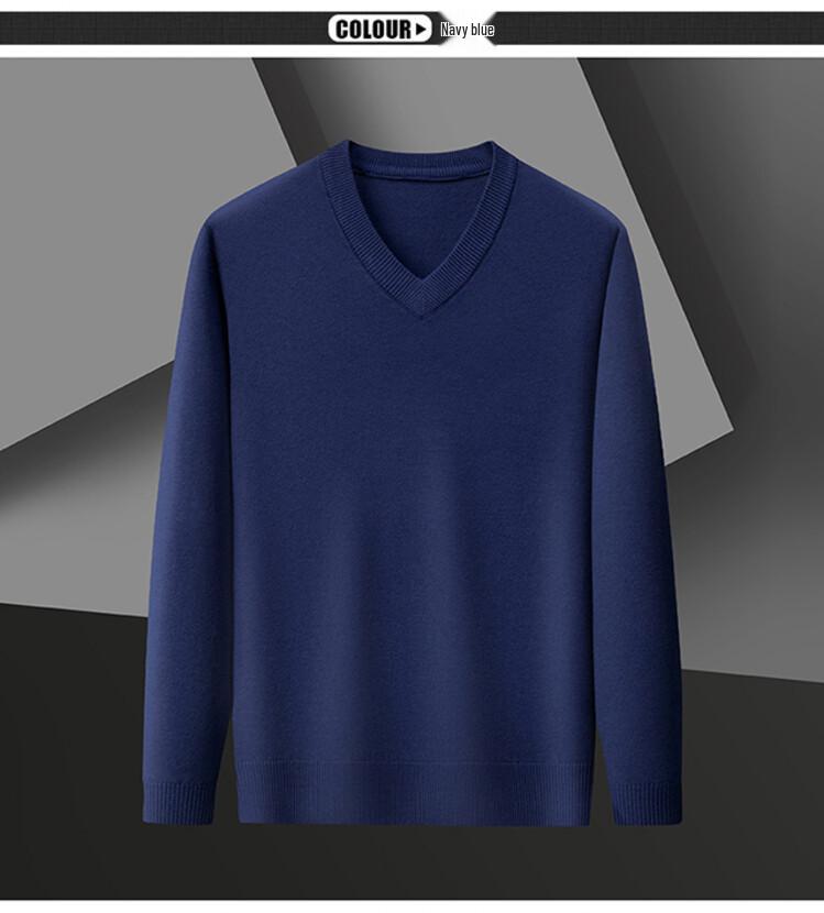 Men's Wool V-Neck Sweater - Spring/Autumn Knitwear for Middle-Aged Men - Warm Base Layer