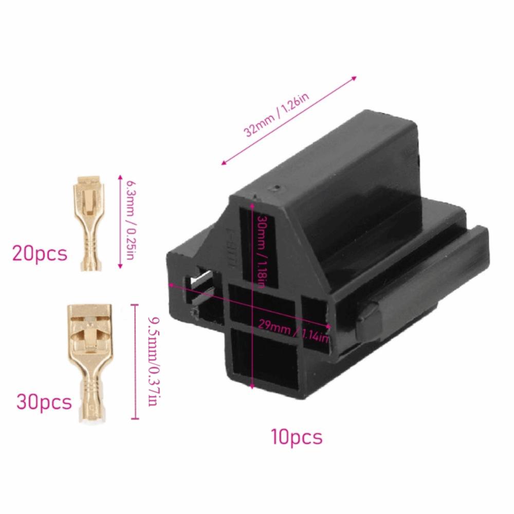 10 Set 5 Pin Terminal Relay Case Holder with 30pc 9.5mm 20pc 6.3mm Terminal ABS Relay Connector 12V 30A/ 40A