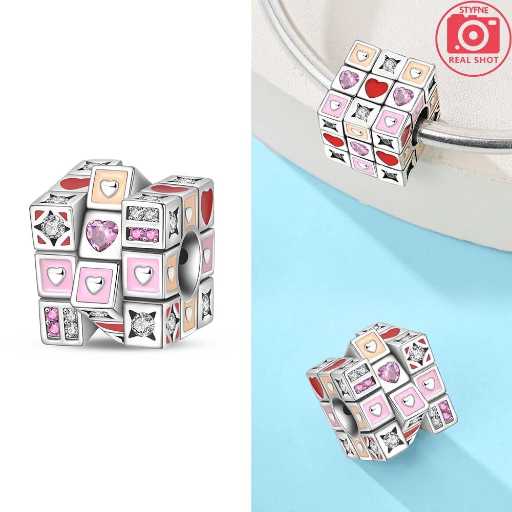 Original Pink Cat Mermaid Cube Blue Perfume Bottle Butterfly Charmcopper Bead Fit Bracelet Women Jewelry Diy Fine Gift