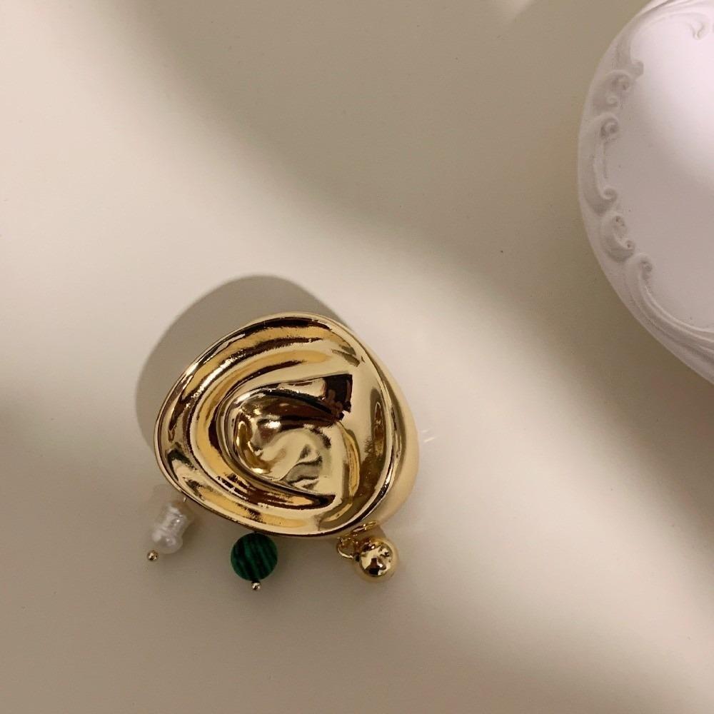 

Jewelry Ruffled Lapel Pin Beads Badge with Pendant Vintage Texture Brooch Suit Accessories золотой