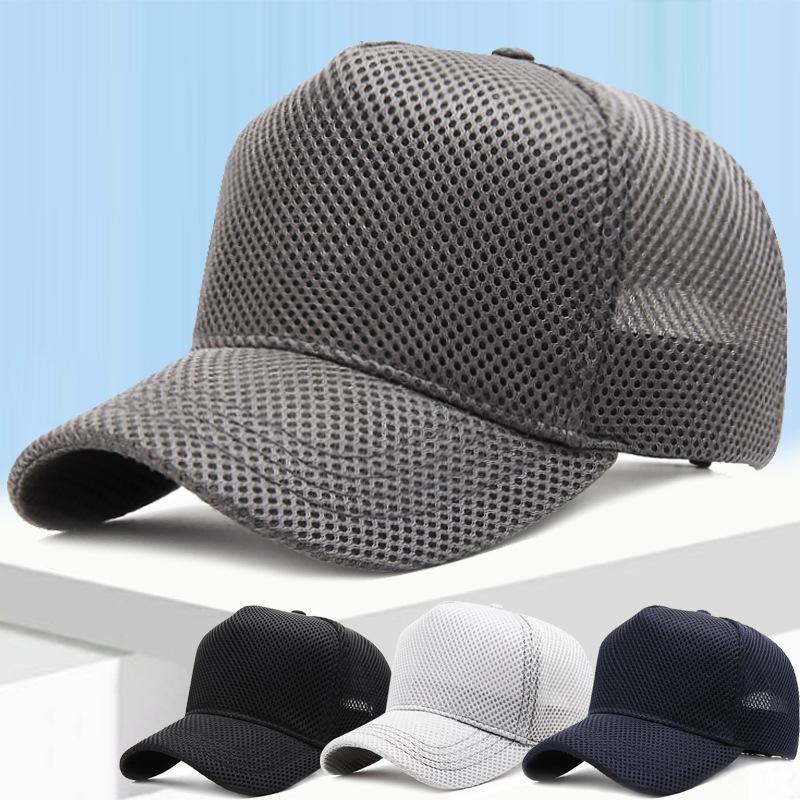 Letní síťovaná baseballová čepice Big Head Plus Size pro muže a ženy, truckerka, prodyšná, nastavitelná, pro venkovní sporty, běh