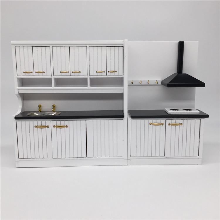 1:12 Scale European-Style White Kitchen Set - Two-Piece Dollhouse Model
