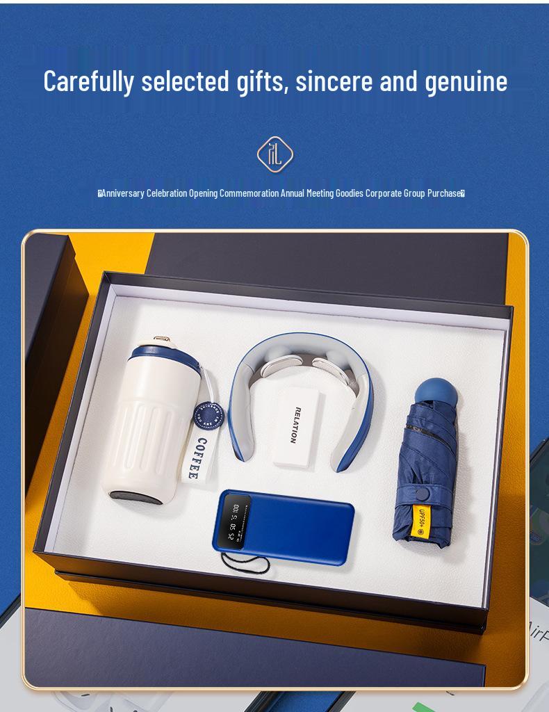 Customized Business Gift Set: Coffee Cup & Power Bank for Company Events