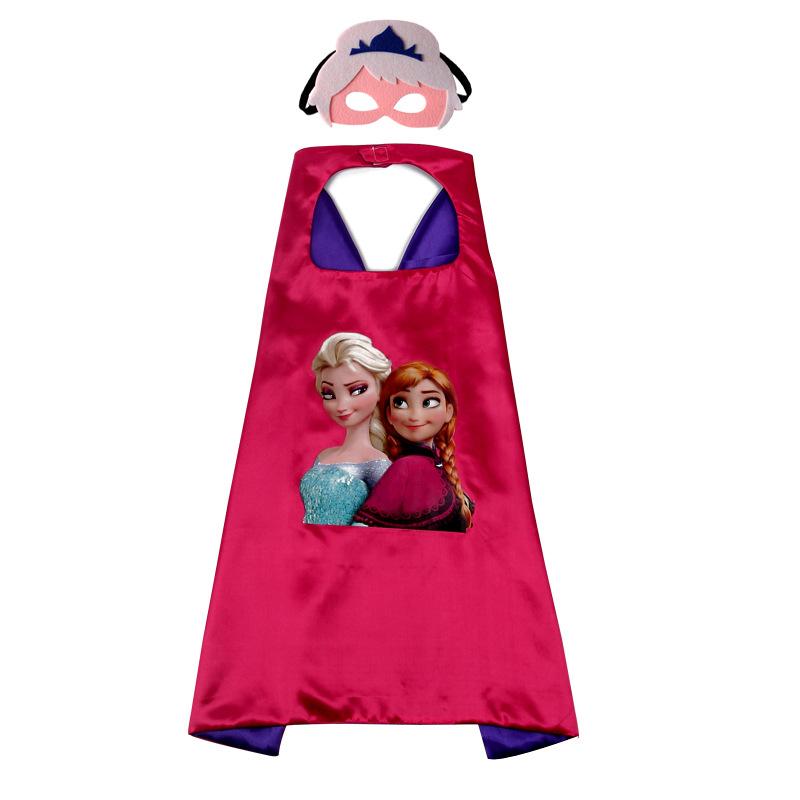 Children's Cartoon Frozen Series Double Layer Halloween Superman Cloak Cape + Mask
