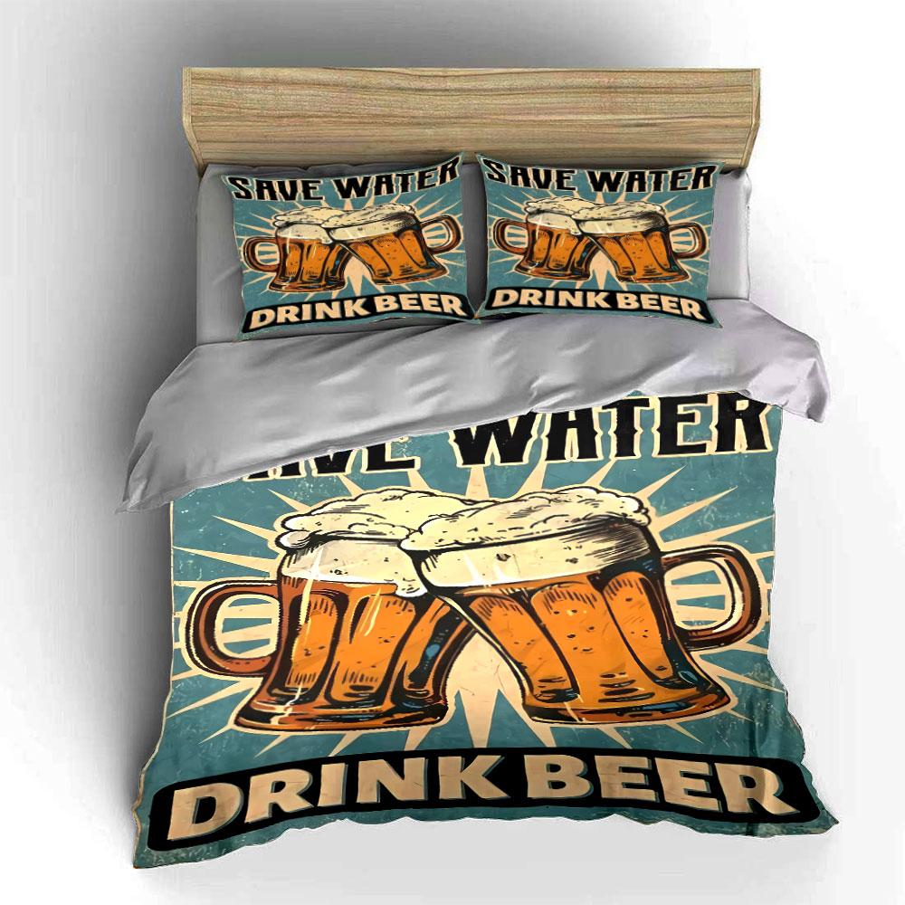 Beer mugs and text. Bedding sets Duvet cover sets Duvet covers Pillowcases(1* Duvet Cover 2* Pillowcases without duvet insert)