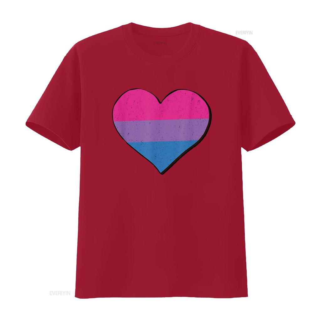 Bisexual Pride Flag Heart Bi T Shirt Vintage Washed Unisex Versatile Streetwear Breathable Designer Clothes Stylish