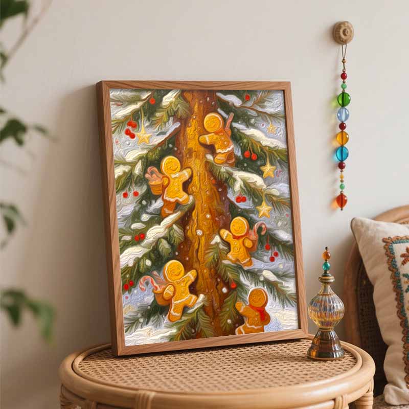 Christmas Gingerbread Man Tree Candy Star Painting Art Kit Hand Painting Home Decoration Painting