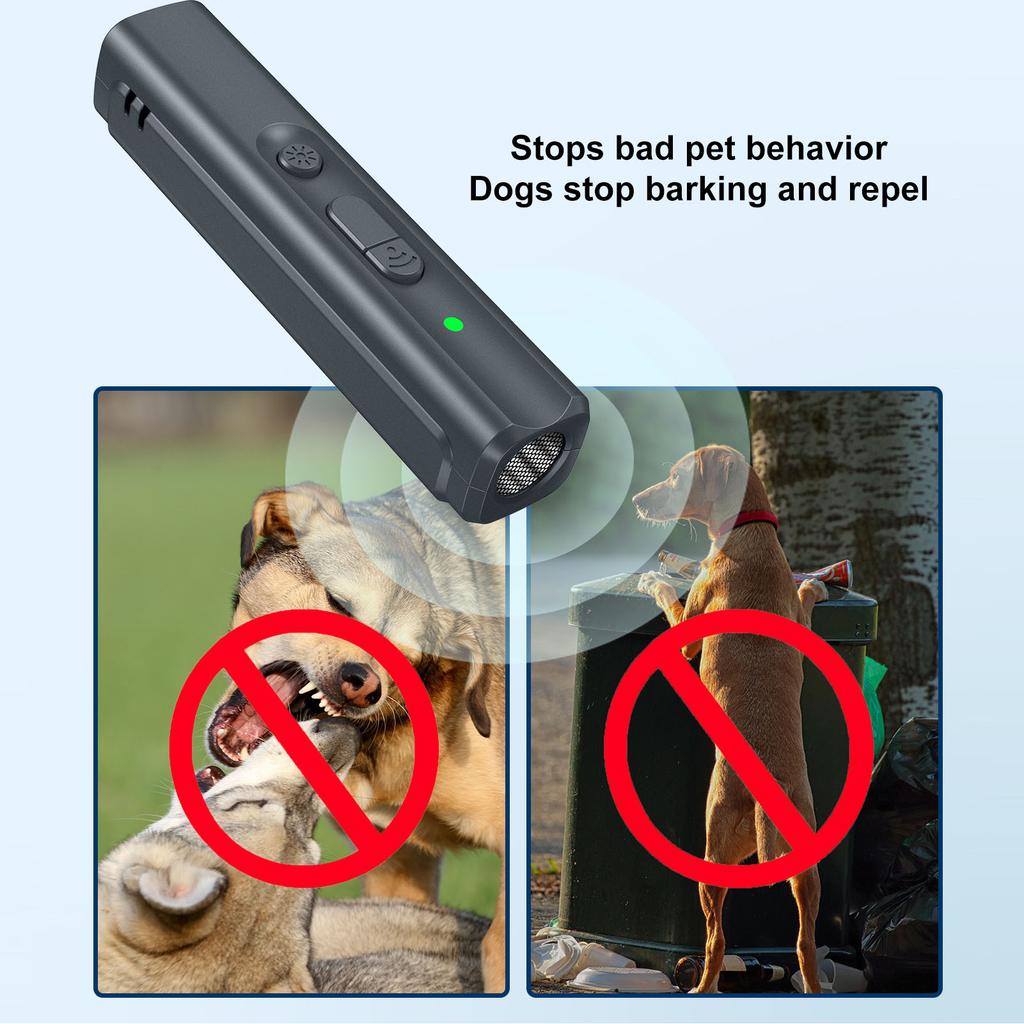 N11 Ultrasonic Bark Control Device Rechargeable Handheld Dog Bark Deterrent Devices with UV Violet Light Grey