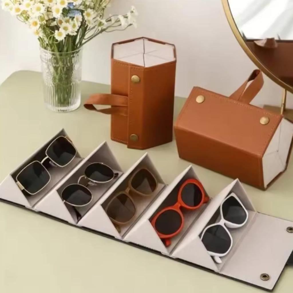 1pc-Portable Glasses and Sunglasses Holder Box, Foldable Wall Mounted Glasses Storage Box