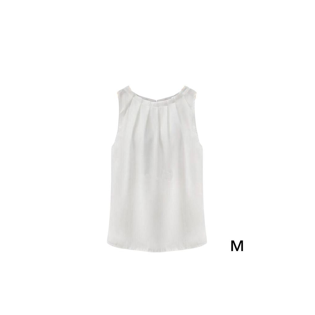 Women's Chiffon Pullover Vest with Round Collar Sleeveless Vest Top