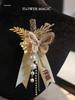 Exquisite High-End Butterfly Pearl Tassel Lapel Pin with Crystals for Weddings