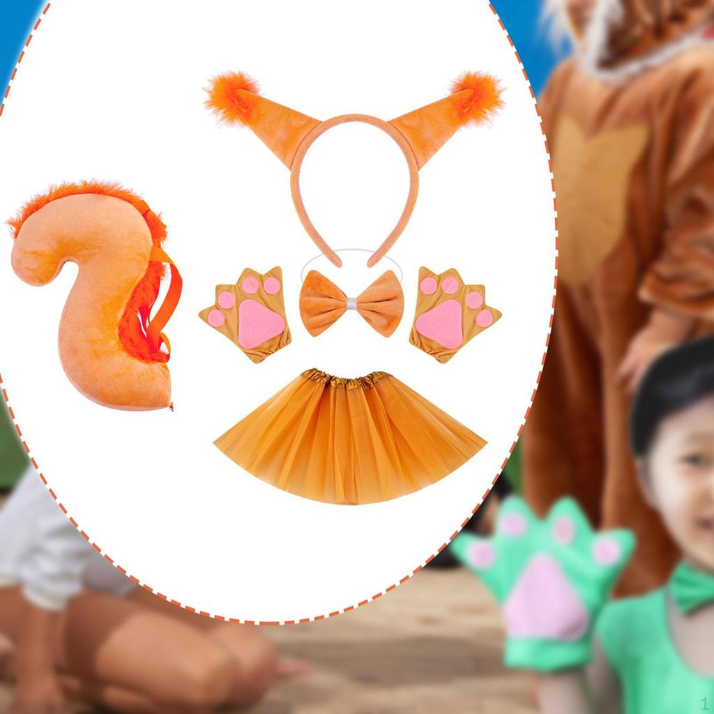 Animal Tail Costume Kit Cosplay Bow Tie Headband for Stage Performance Halloween