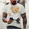 Men's T-shirt 2024 Summer New Round Neck Short Sleeved Bear 3D Printed Plus Size Top