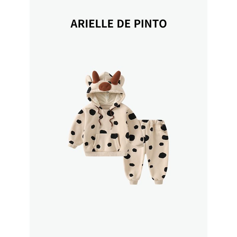 French Arielle De Pinto Girls Autumn Outfit Set for Young Children, Cute Trendy Clothes for Baby Girls Beige 90