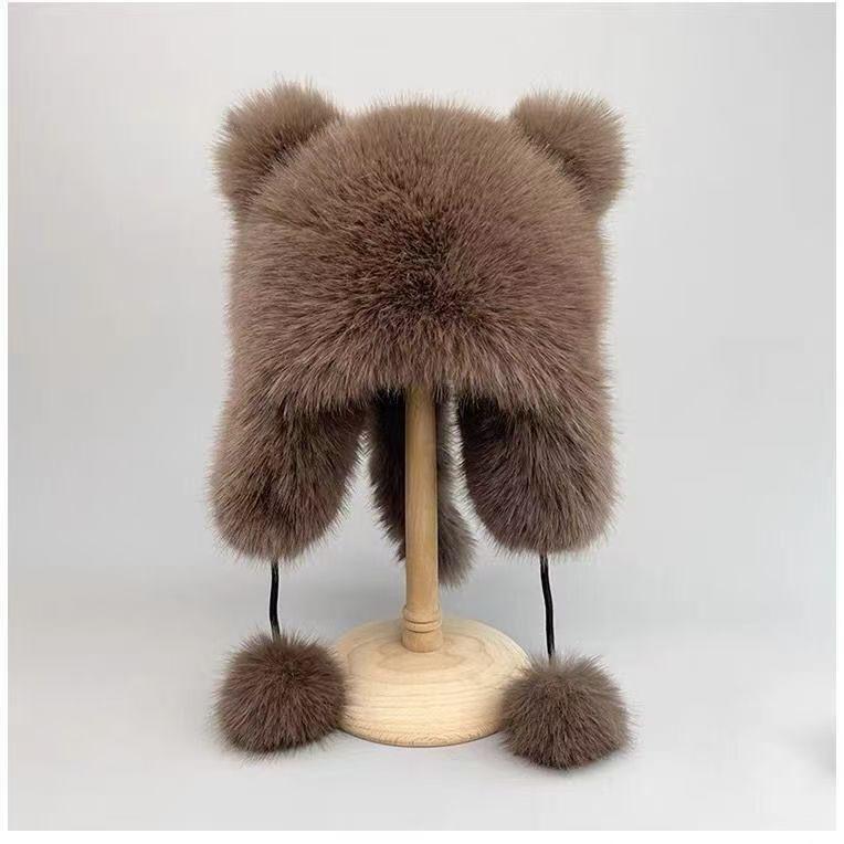 Mishide Faux Fur Raccoon Hat with Tail and Ear Protection - Winter Lei Feng Style