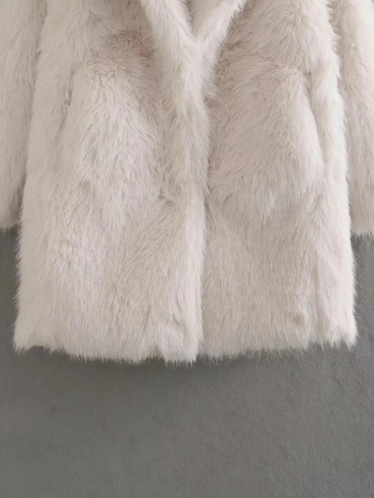 2024 Women's Fashion Large Lapel Faux Fur Cotton Coat for Fall & Winter Warmth