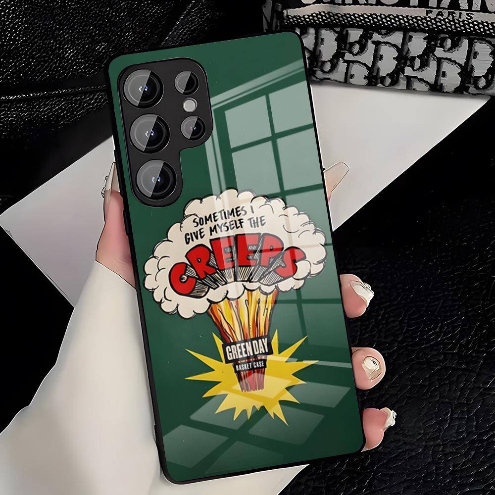 G-Green Day Band Phone Case For Samsung A25 A13 A33 5G A54 A36 A35 A56 A52 A14 Shockproof Glass Cover