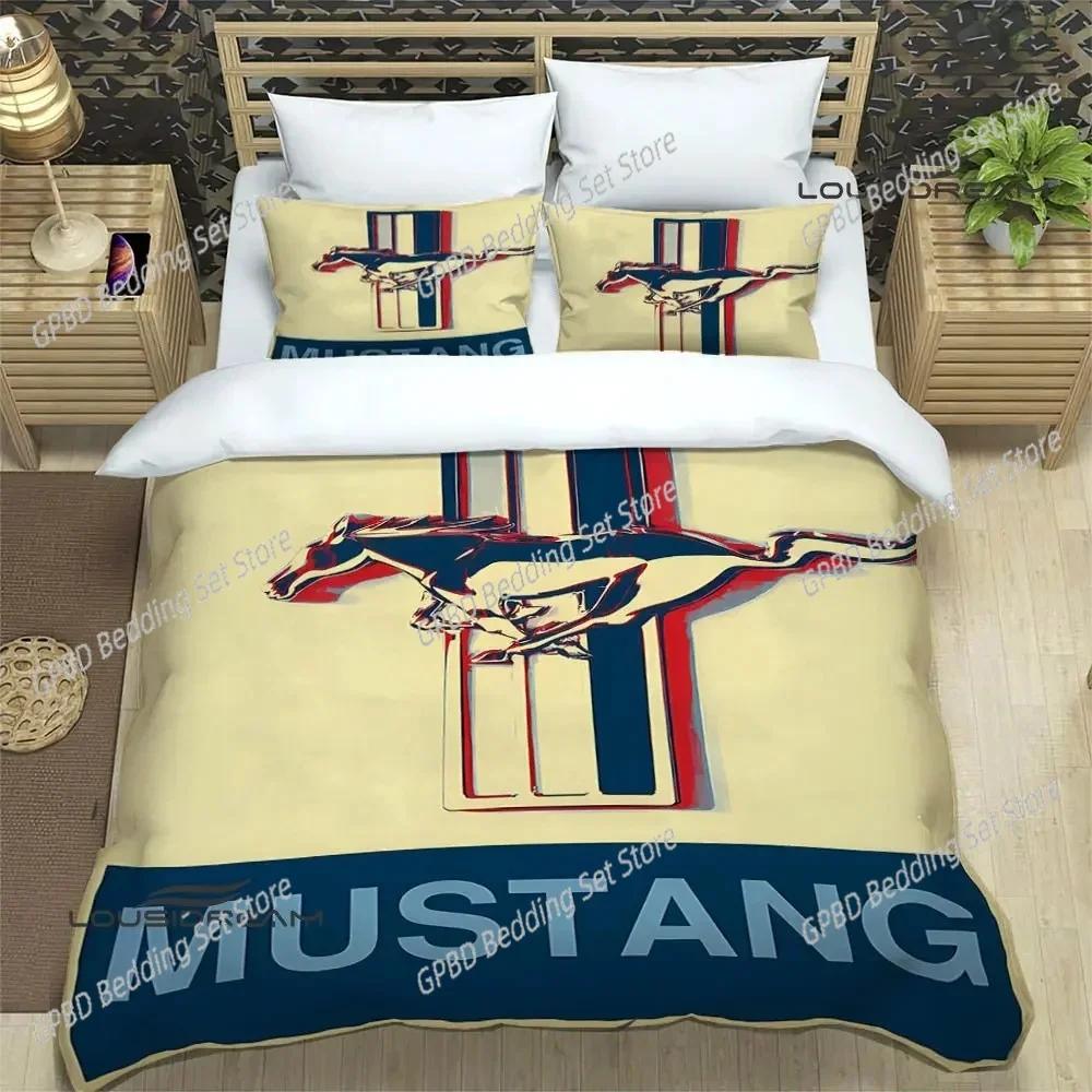 Mustang Car Logo Comfortable Duvet Quilt Cover Pillowcase Bedding Set Children Bedroom Decoration Home Textile