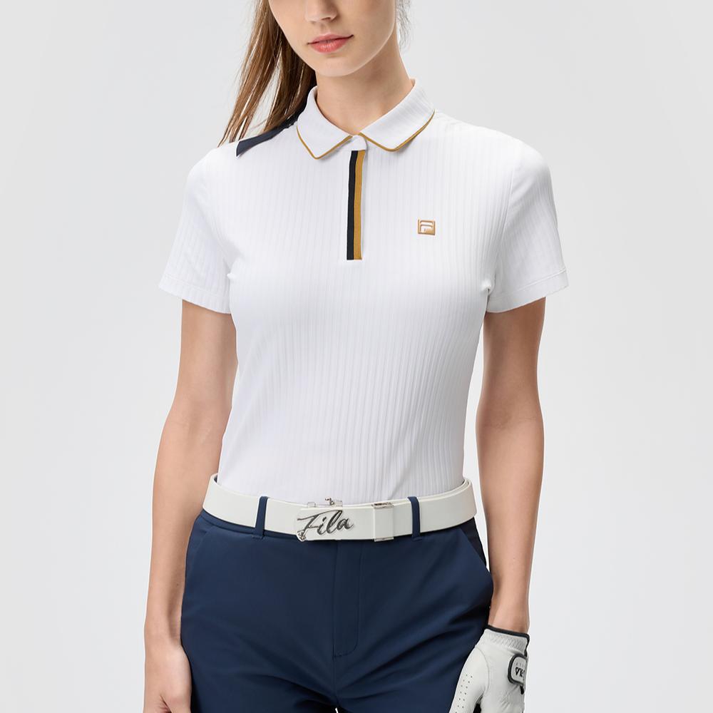Fila Sun Protection Casual Comfortable Knitted Short Sleeve Polo Shirt Women Tops Jade-White A11W435102FWT