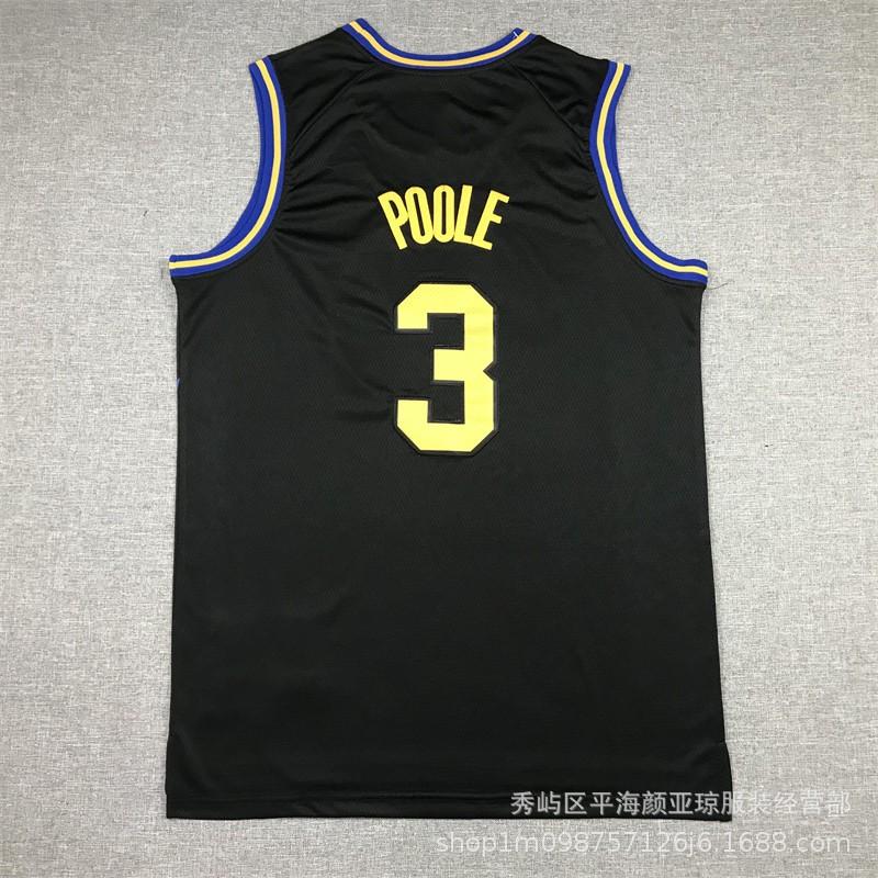 Camisa bordada do Golden State Warriors 3 Jordan Poole Uniforme de Basquete Masculino Feminino Outono Inverno
