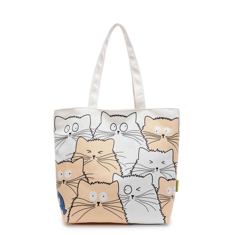 Canvas bag women's 2025 new summer large-capacity bag casual cartoon shoulder bag college student class tote bag