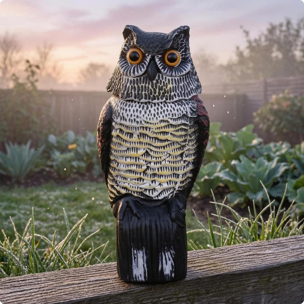 Owl Garden Ornament Textured Resin Sculpture Carved Texture