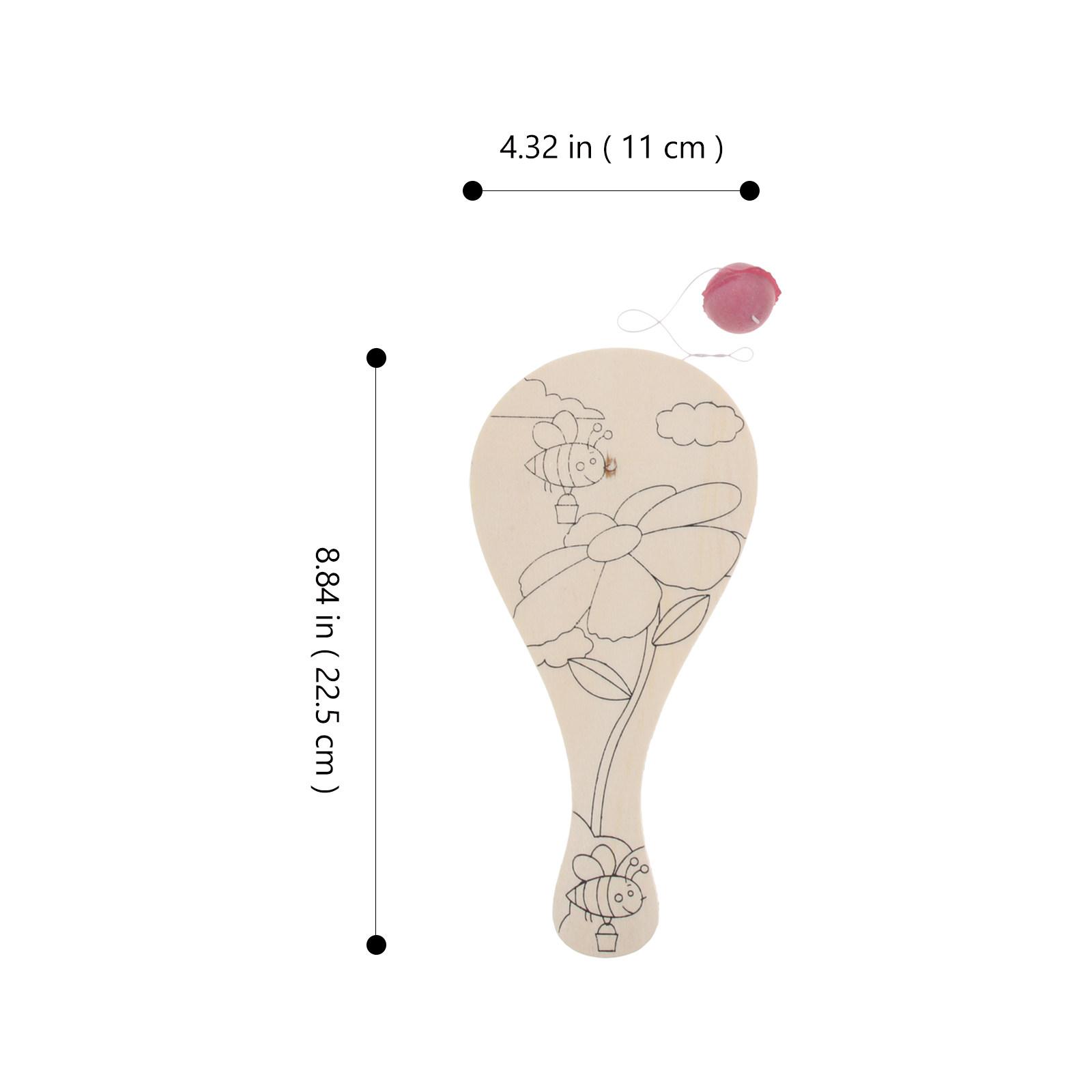 

10Pcs Wooden Paddle Ball Painting DIY Kids Art Doodle Set for Early Education Hand Coordination Developing Fun Game