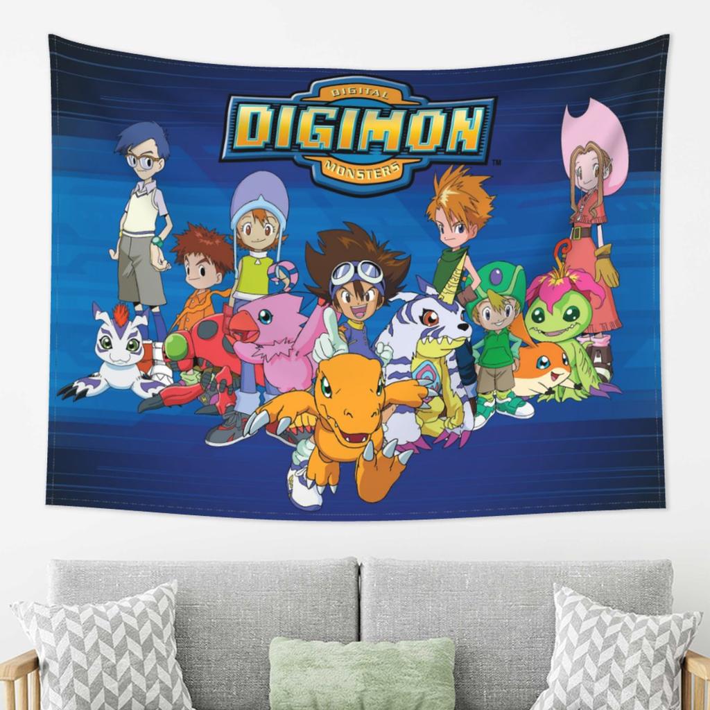 Anime Digimon Cartoon Tapestry Decor Art Aesthetic Tapestries for Living Room Bedroom Home Wall Cloth Wall Hanging